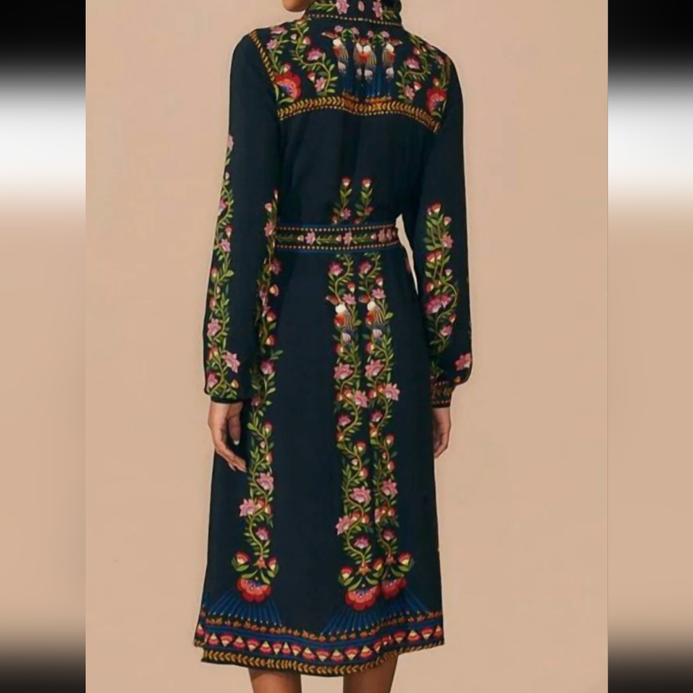 Farm Rio  toucan garden midi dress in black - Picture 2 of 11